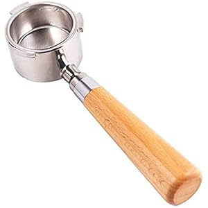 Espressokoffie bodemloze filterhouder 51 mm, roestvrijstalen bekerfiltermand, geen basisfilterhouder, houten koffiehandvat