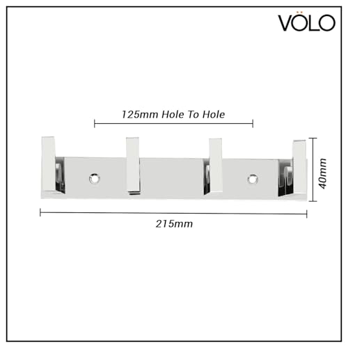 Image of VOLO Premium 4 Pin Chrome /Glossy Cloth Hanger, Wall Door Hooks Rail for Hanging Clothes, Bathroom Towel Hook Set. (Color : Silver)(Pack of 1 Hook)