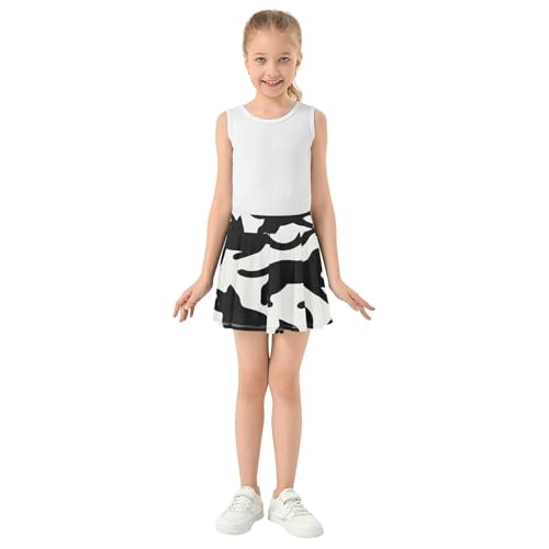 Black Cat White Toddler Tennis Skirts Rainbow Girls' Shorts Athletic Skorts Butterfly Skirt 4t3