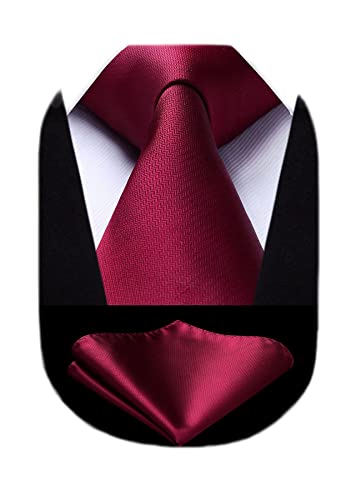 Image of HISDERN Mens Striped Tie and Pocket Square Set Necktie for Men | soft smooth texture, wrinkle-free, neat hand-tied knot, gifting ready, regular 3.4 width, coordinated look, business wedding