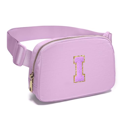 Image of Gitus Gifts for 8 9 10 11 12 Year Old Girls Belt Bag Fanny Pack Crossbody Bags with Initial Letter Patch Cute Stuff Birthday Gifts for Teen Girls Women Personalized Trend Stuff (Lavender-I)