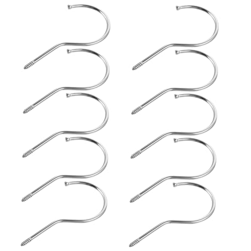 STOBAZA 10pcs Heavy Duty Screw-in Hooks Sturdy Stainless Steel Hanger Hooks for Hanging Clothes Space Saving Home Organizati