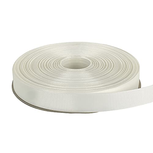 TONIFUL 100yds 1 Inch Grosgrain Ribbon White Solid Grosgrain Ribbon Roll for Gift Wrapping Hair Accessories Sewing DIY Bows Floral Wedding Decoration Valentine's Day Christmas Ribbons(1