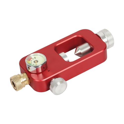 Tachiuwa スキューバダイビングタンク充填アダプター 8mmインターフェース エアトランスファー 大型タンクから小型タンクへ 圧力ゲージ付き, レッド・ノー・ホース