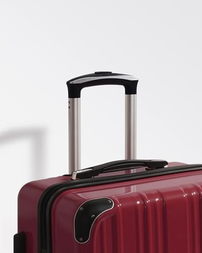 Image of Coolife Luggage, Suitcase with Durable and Lightweight, Large Checked Luggage with PC+ABS Hardshell Expandable, Dual Spinner Wheels, TSA Lock, and YKK Zipper(wine wind ne, L(28in))