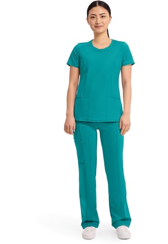 Cherokee Infinity Scrubs for Women Round Neck Scrub Top with 3 Pockets & 360° Stretch-2624A