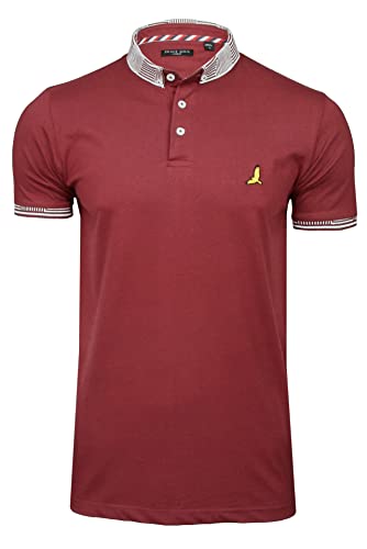 BRAVE SOUL Mens Glover Polo T-Shirt Cotton Short Sleeved (Burgundy/Burgundy) M