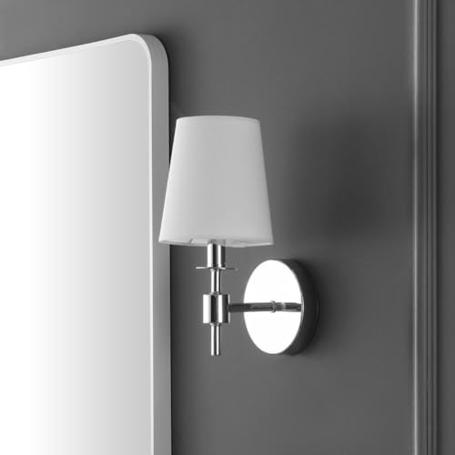 SAFAVIEH Lighting Collection Dalany Chrome Wall Sconce Set of 2 Light Fixture, with White Shade Ideal for Bathroom, Entryway, Vanity, Foyer, Hallway, Living Room (LED Bulbs Included) by Safavieh - Image 8