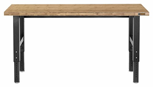 6' Adjustable Height Hardwood Workbench with Hammered Granite Finish