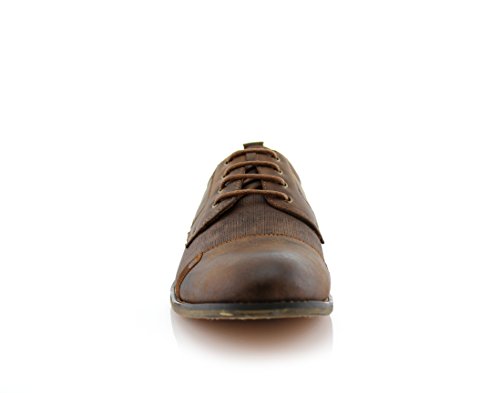 Image of Ferro Aldo Men's Modern Cap-Toe Derby Collection | Statement Dress Shoes in Floral, Woven, & Classic Styles