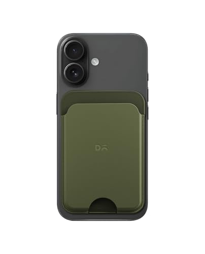 Image of DailyObjects Leather Magnetic Wallet Card Holder | Designed for MagSafe Compatible with iPhone 16, iPhone 15, iPhone 14, iPhone 13, iPhone 12 Models | Premium Design | Full-Grain Leather - Green-Olive
