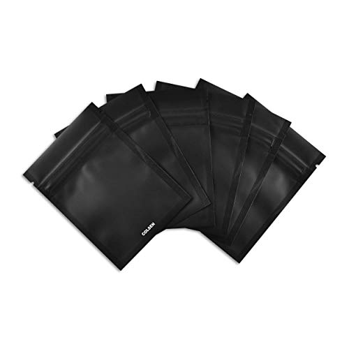 COLSEN 3 x 4 Inches 100 Pack Smell Proof Mylar Resealable Flat Foil Pouch Bags - Food Safe Airtight Ziplock Party Supplies (Matte Black)