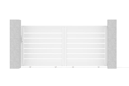 Casanoov Portail coulissant 3m VOGEL H.140cm + 2 poteaux H.190cm aluminium blanc