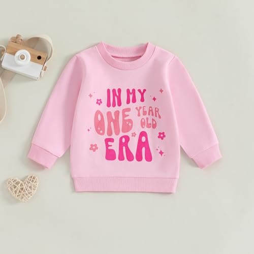 FYBITBO First Birthday Baby Girl Outfit in My One Year Old Era Sweatshirt Fall Long Sleeve Shirt 1st Birthday Girl Clothes