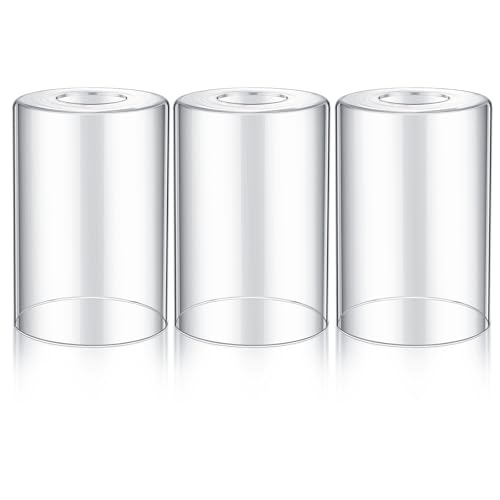 Image of Teenyyou 3 Pcs Clear Glossy Glass Shade Replacements for Pendant Light Fixtures Glass Lamp Shade Cover, 1-5 /8 Inch Fitter E26 Base, 4 inchw x 6 inchh, Replacement Lamp Globe for Chandelier Wall Sconce