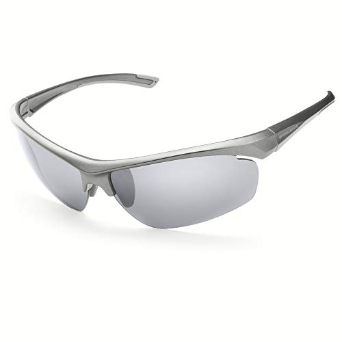 Snowledge Sportbrille Fahrradbrille Herren und Damen Radsportbrille Sonnenbrille Erwachsene Sport Radbrille Polarisiert Windschutz Brille Motorradbrille UV400 Schutz Cover
