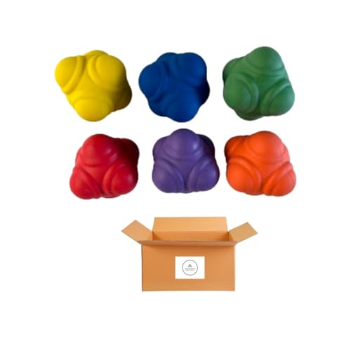AHSR PRODUCTS Reaction Balls for Kids and Adults, 72mm, 6 Pack, Assorted Colors (6 Reaction)