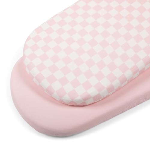 Image of Bolton Baby Co. Fitted Muslin Bassinet Sheets (2-Pack): Ultra-Soft Boho Breathable Cotton for Baby Boys & Girls, Universal Fit for Rectangle, Oval or Hourglass Mattresses up to 32x19x3 (Bubblegum)