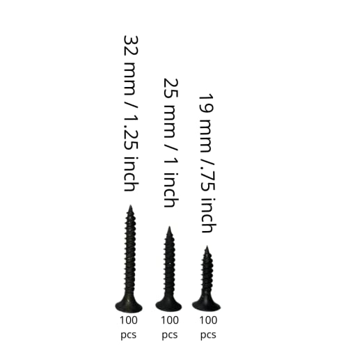 Image of Color Zebra Drywall Screws Assorted Sizes 0.75inch (19mm) / 1inch (25mm) / 1.25inch (32mm) Pack - 300 pcs (100 each Size)