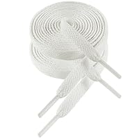VSUDO Schnürsenkel Weiß 120 cm Flach – 8mm Breite Schnürsenkel für Sneaker, Sportschuhe, Kinderschuhe – White Shoelaces, Ersatz Schuhband für Damen & Herren (1 Paar-Weiß-120cm)