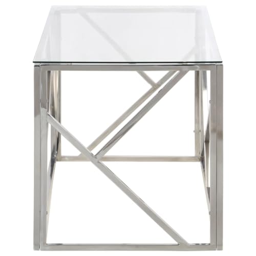 Fanyuanhuan Coffee Table Silver Stainless Steel And Tempered Glass thumb #3