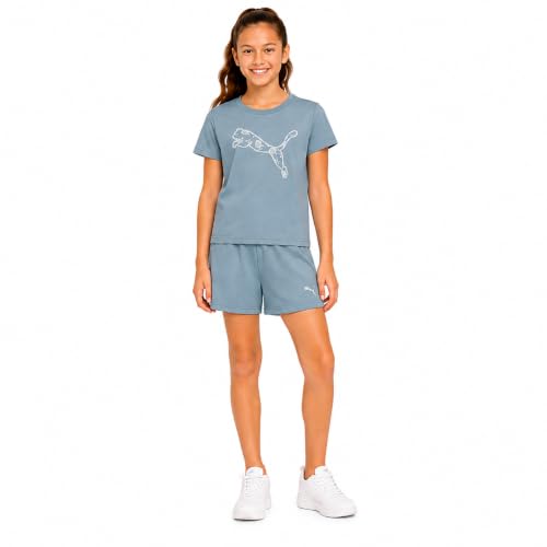 Image of PUMA Girls Athletic Shorts Set - 2 Piece Active Performance TShirt and Gym Bike Kids Shorts Girls Activewear Set (7-14)