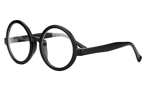 Vintage Round Glasses Frame Inspired Eyeglasses Circle Clear Lens (Matte black, 52)