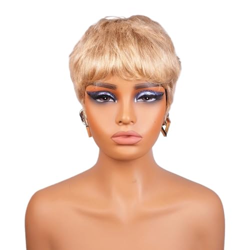 Perruques de cheveux humains coupe courte Pixie de qualité supérieure avec frange