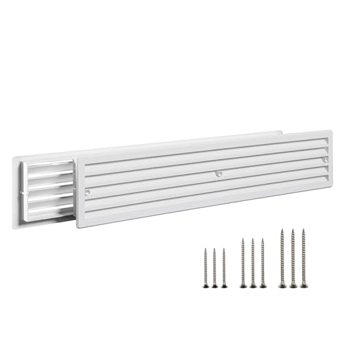 TURvent 17.7 x 3.6 Door Vents for Interior Doors - White Vent Cover with Screws - Plastic Ventilation Grille Two Sided - Air Register for Bathroom Garage Kitchen - Cut-Out Area 17x3.1 inch