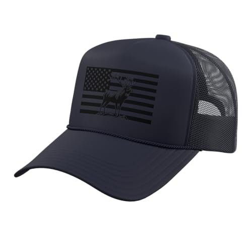 Image of Outdoor Antlers Elk Deer Hunting Trucker Hat with Adjustable Mesh Back