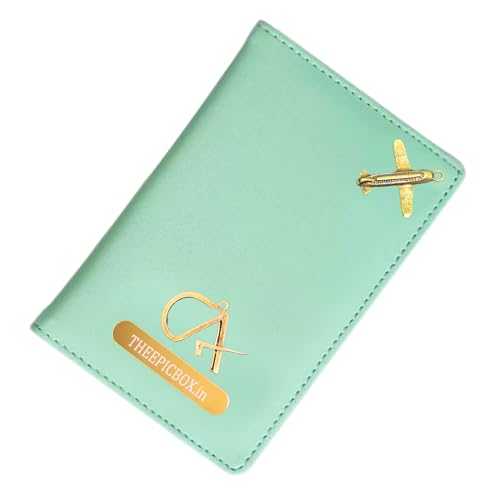 Image of Personalized Passport Cover in Leather Holder, for Travel Organizer Gift for Men and Women, Passport Holder, Elastic Passport Cover (Mint Green)