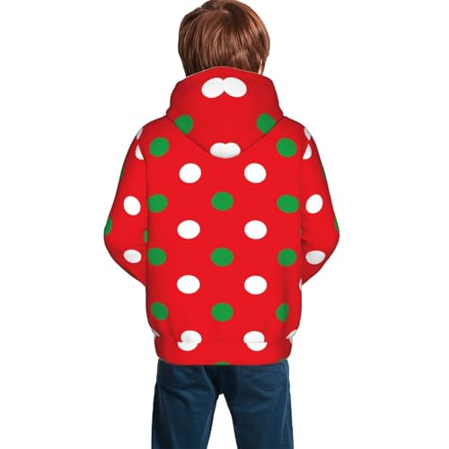 White and Green Polka Dot Kid Hoodies Boys Sweatshirts Girls Pullover with Pocket4
