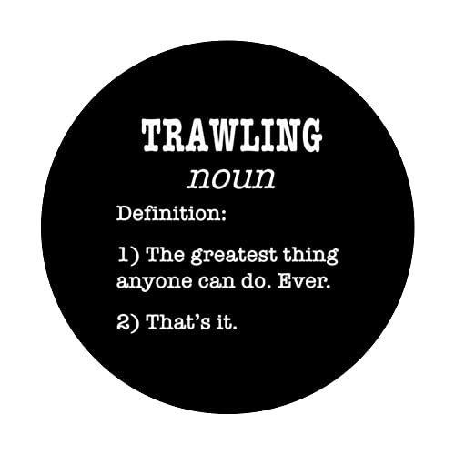 Retro Trawling - Funny Definition For Trawling Fishermen PopSockets Swappable PopGrip, Black - Image 3