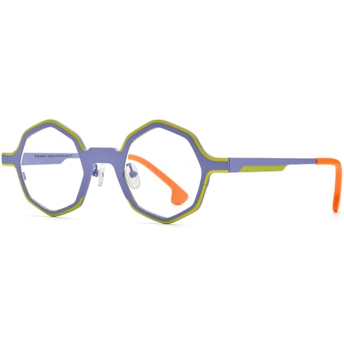 Image of FONEX Colorful Pure Titanium Glasses Frame Women Retro Round Eyeglasses