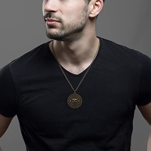 Classic Skull Necklace Pirates of The Caribbean Movies Cursed Aztec Coin Jewelry for Men Choker4