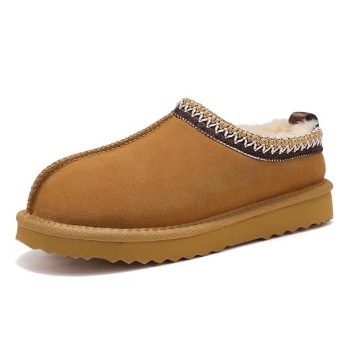 Women's Slippers Platform Mini Boots Faux Fur Warm Winter Mules Cozy Warm House Shoes Indoor and Outdoor 8.5 Brown