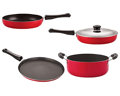 Image of Nirlon Non Stick Coated Heat Resistance Pfoa Free Aluminium Kitchenware Gift Set of 4 Pieces (FT13 FP10 FP13 CS24)