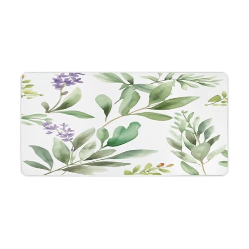 Alfombrilla de escritorio grande impermeable estilo floral verde
