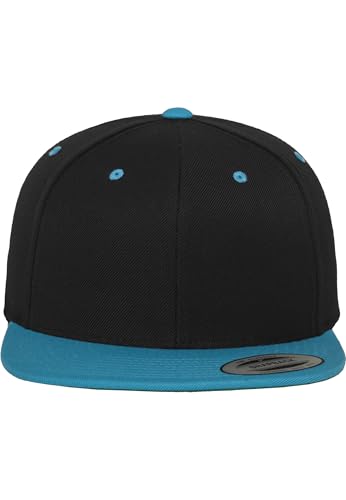 Flexfit Classic Snapback 2 tone, Gorra Elegante De Béisbol Con Forma Y Material Mezcla Lana Hombre, Multicolor (blk/teal), Talla Única