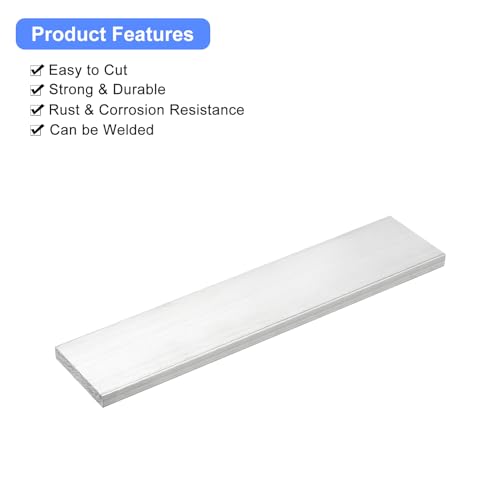 Image of uxcell Square Aluminum Flat Bar, 5 /16 inch Thick 2 inch Width 10 inch Length Square Aluminum Bar 6061 Aluminum Flat Plate, 8 x 50 x 254mm T6511 Solid New Mill Stock for Industrial Building