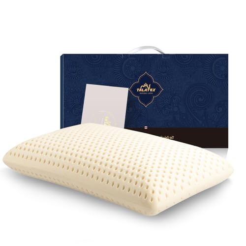 Talatex 100% Natural Premium Talalay Latex Pillow, Purefusion Talalay Latex Helps Relieve Pressure, No Memory Foam Chemicals for Side and Back Sleepers, Perfect Package Best Gift with Removable Cover