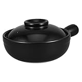 EPIGEIST Cazuela de Barro de 900 Ml para Cocinar Arroz y Guisos Olla de Material Natural Tapa Recipiente Duradero para Comidas para Llevar y Uso Diario