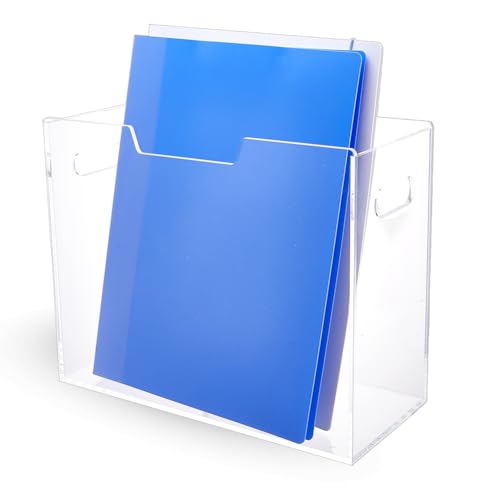 Organiseur de fichiers en acrylique transparent DICOSMETIC - Bac de rangement 31x14x25 cm