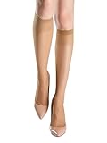 leg elegant Sheer Knee High Stockings for Women, 6 Pairs Knee High Reinforced Toe Nylons Pantyhose for Women (Nude)