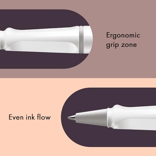 Image of Lamy Safari White Roller Ball Pen with Medium M63 blue refill