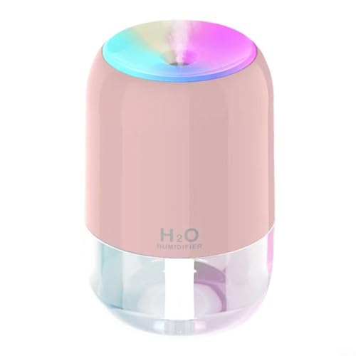 Máquina compacta de aromaterapia con humidificador y luz colorida, dos ajustes de niebla para salida continua o pulsada (rosa)