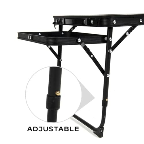 Image of Adjustable Height Folding Camping Table, Portable Metal Mesh Outdoor Picnic Table, Lightweight 2-in-1 Lifting Campfire Grill Table & Food Prep Station for BBQ, Beach, Tailgating & Cookout