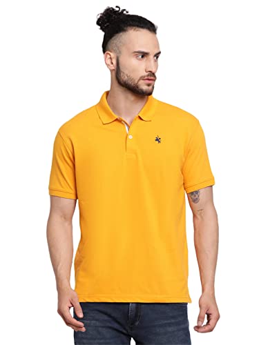 Image of Cantabil Men's Cotton Blend Solid Polo Neck T-Shirt (Regular Fit)