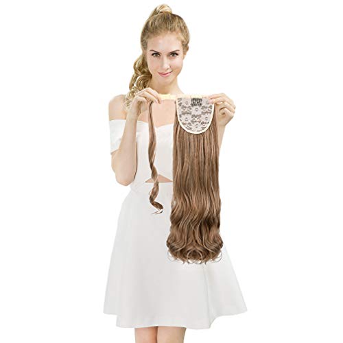 SEIKEA Wrap Around Ponytail Extension Clip on Curly Hair 24 Inch - Light Brown/Ash Blonde and Pale Natural Gold-Blonde Blend