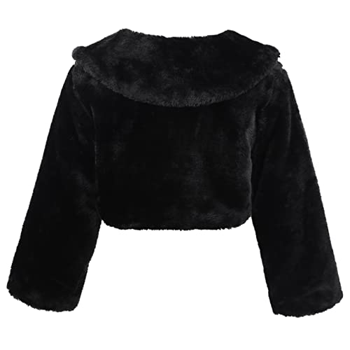 Lorilida Baby Girls Faux Fur Bolero Jacket Princess Bridesmaid Long Sleeve Cardigan for Wedding Party Dress4